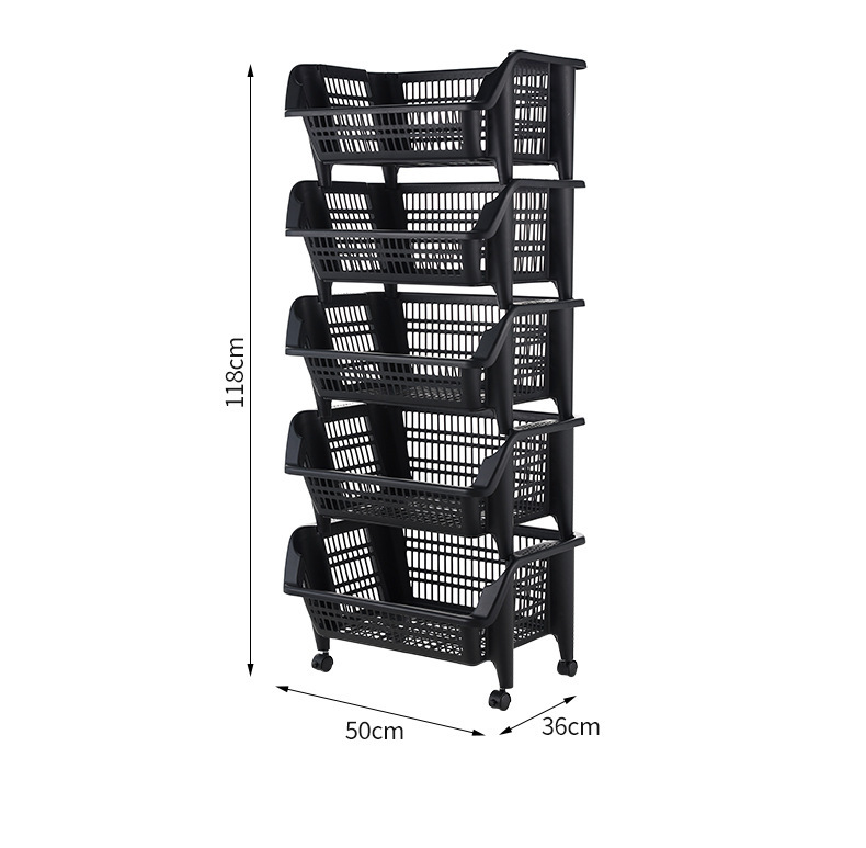 厨房置物架落地式果蔬菜多层带轮收纳架家用多功能斜口零食储物架详情5