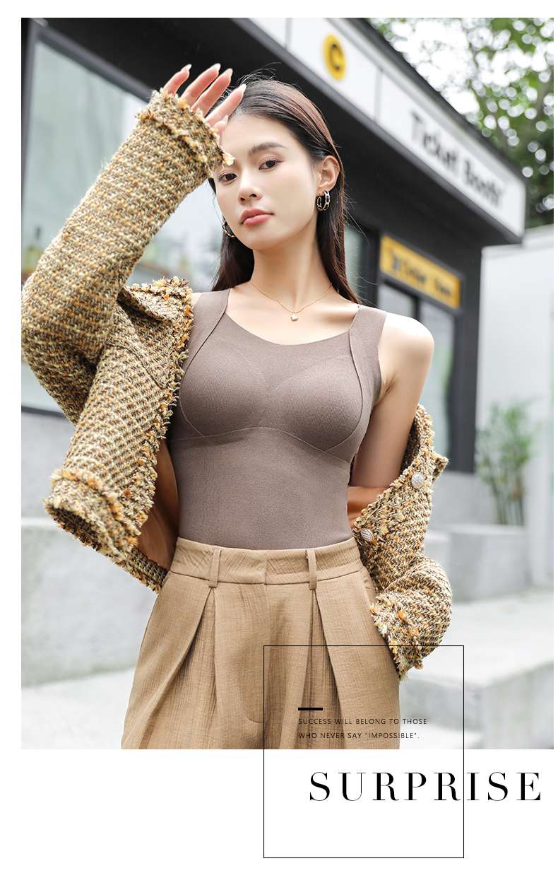 Imperial 5805 Warm Core Nourishing Underwear Integrated Thermal Underwear Micro-Brushed Seamless Fixed Cup Thermal Vest undefined