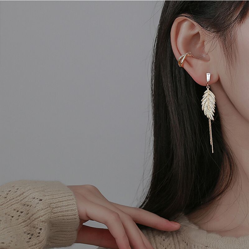 925 Silver needle Stud Earrings, Women's long fashionable earrings, Women's tassel earrings, new trendy leaf earrings, Internet celebrity bestsellers details Picture