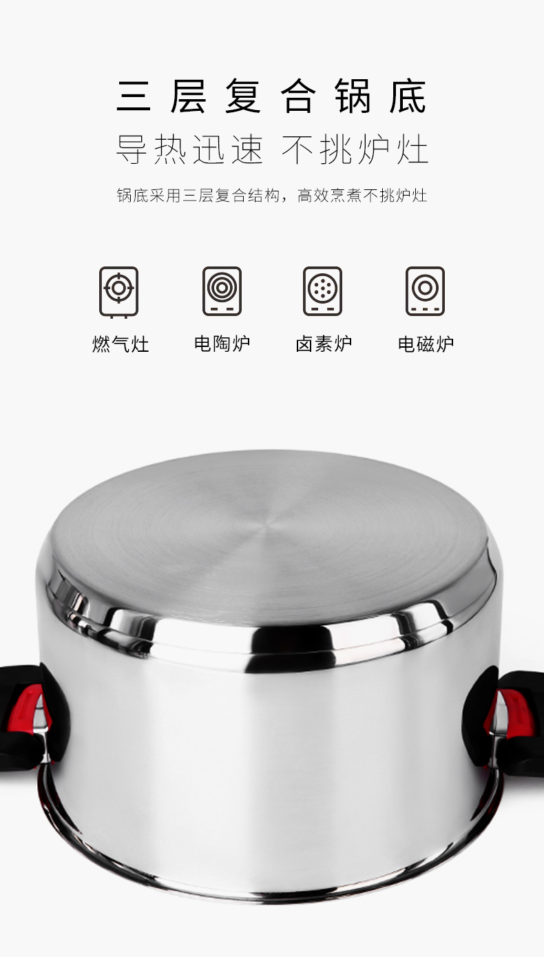  C&E創(chuàng)藝鍋具6件套不同容量雙耳可折疊湯鍋多功能燉煮燜煲湯鍋廚房家用詳情9