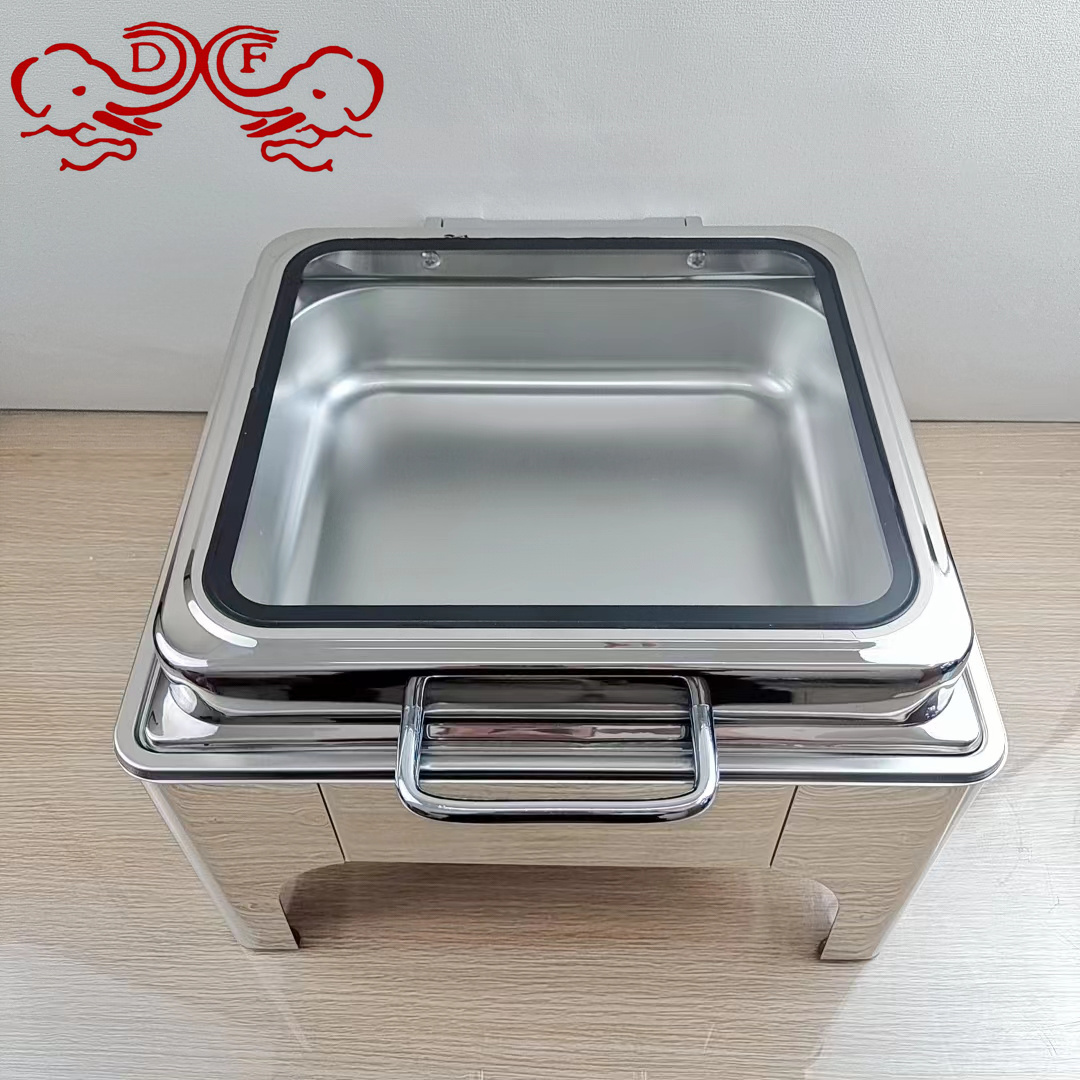 Df68702 Stainless Steel Buffet Stove Hotel Electric Heating Holding Furnace Visual Glass Adjustable Hydraulic Furnace Df Tradinghouse details Picture