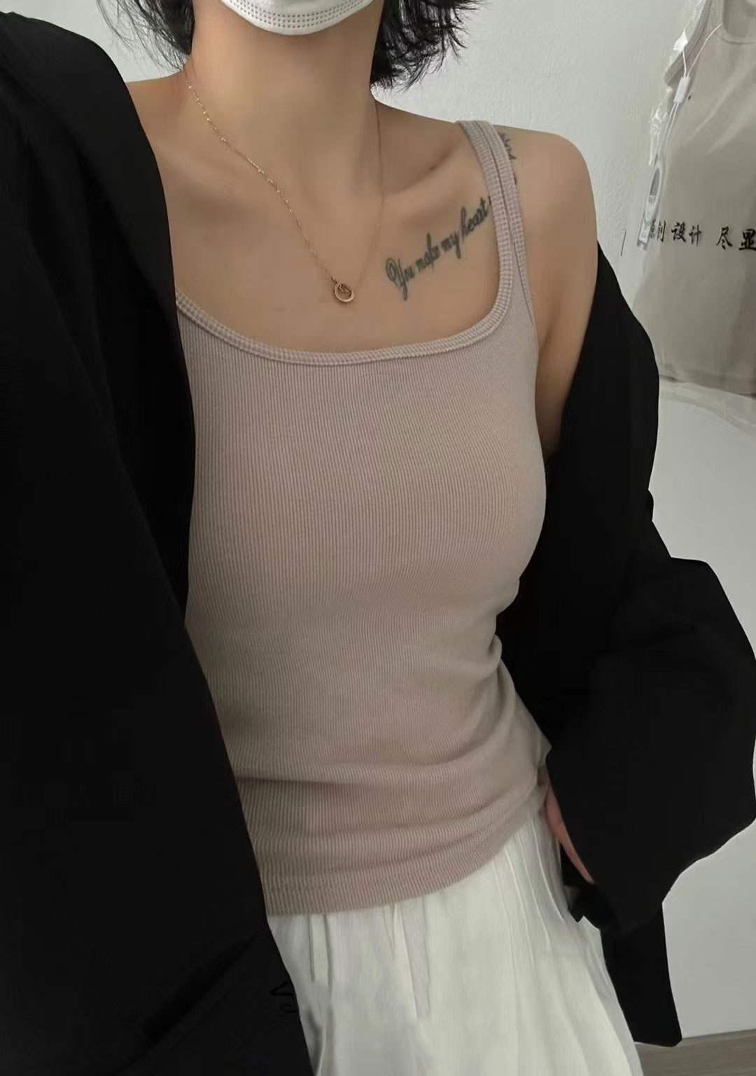 Imperial 88810 Square Collar Threaded Wool Vest Strap Simple All-Match Women's Latex Cushion Fixed Cup Thermal Underwear Strap Application Scenario