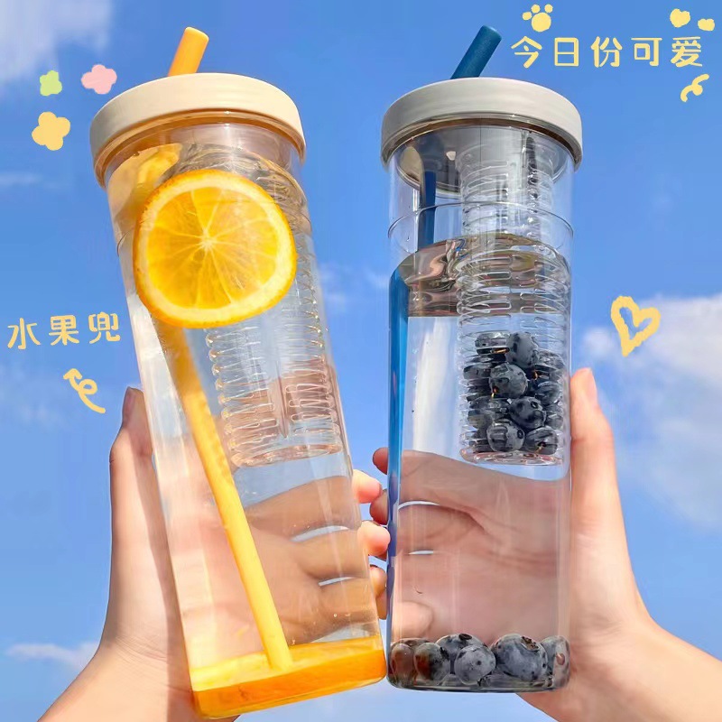H185- Flower Tea Cup, large-capacity Straw Cup, men's and women's gift cup, detachable and convenient, filtering fruit tea straw cup Specification image