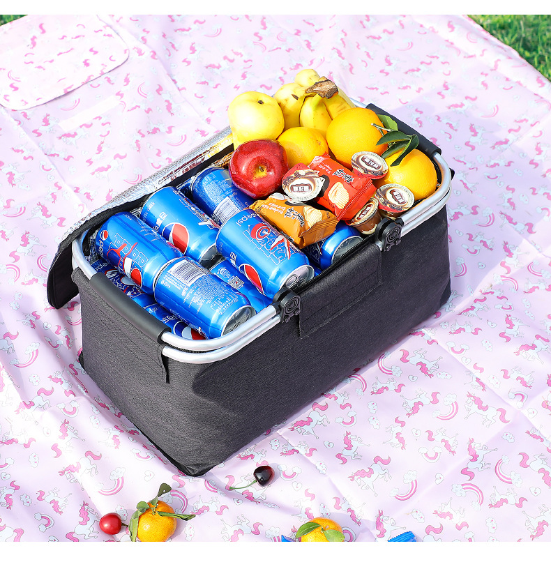 Amazon's best-selling cross-border exclusive folding picnic basket, portable ice basket, large-capacity insulated basket, picnic bag, and fruit basket pic 6