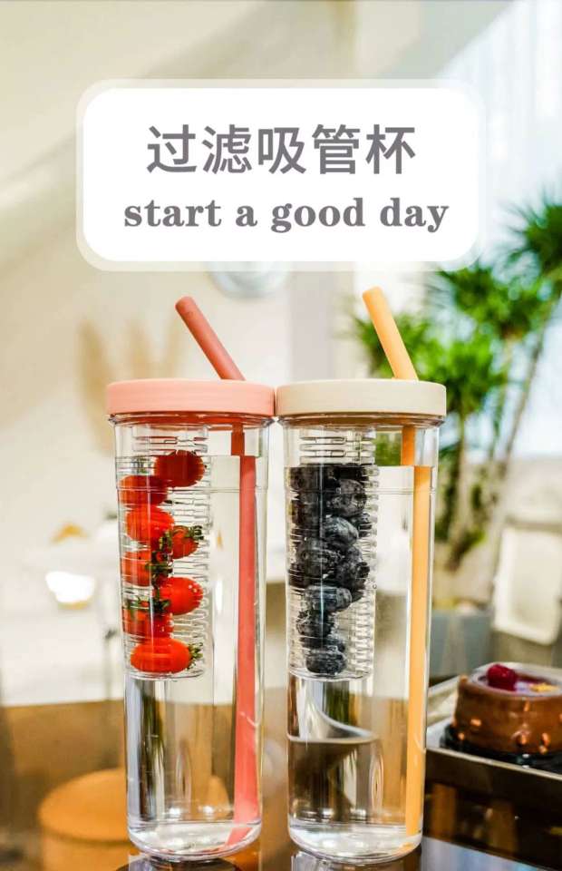 H185- Flower Tea Cup, large-capacity Straw Cup, men's and women's gift cup, detachable and convenient, filtering fruit tea straw cup detail image 2