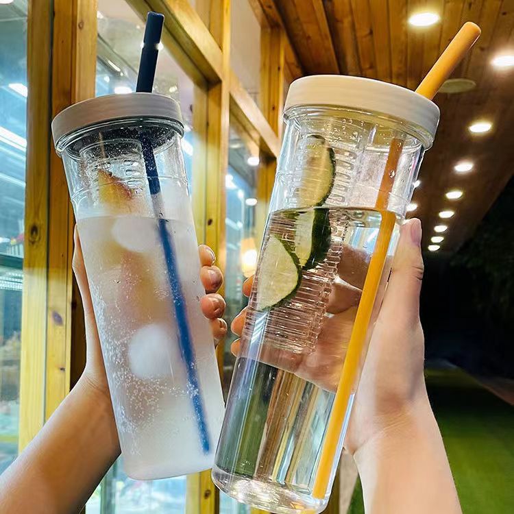 H185- Flower Tea Cup, large-capacity Straw Cup, men's and women's gift cup, detachable and convenient, filtering fruit tea straw cup details Picture