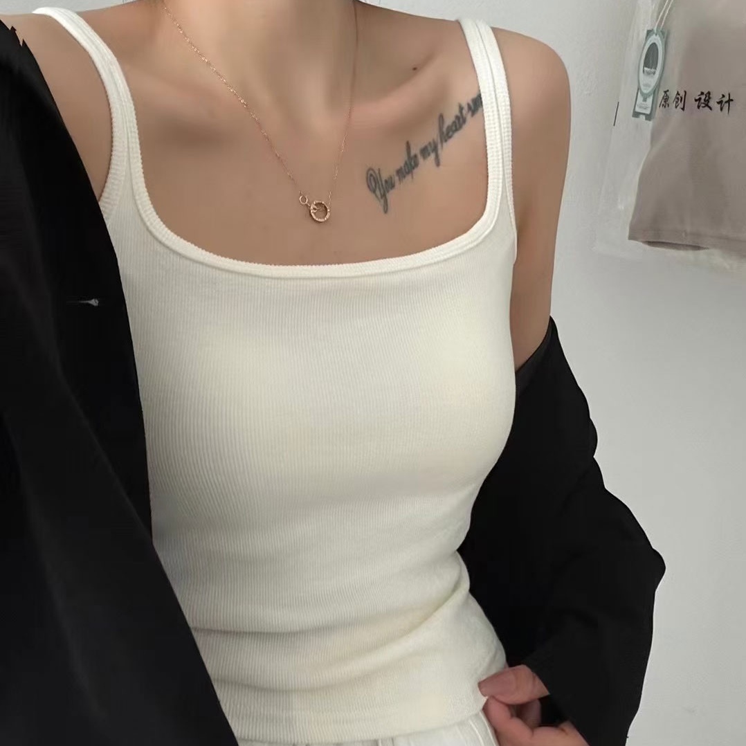 Imperial 88810 Square Collar Threaded Wool Vest Strap Simple All-Match Women's Latex Cushion Fixed Cup Thermal Underwear Strap details Picture