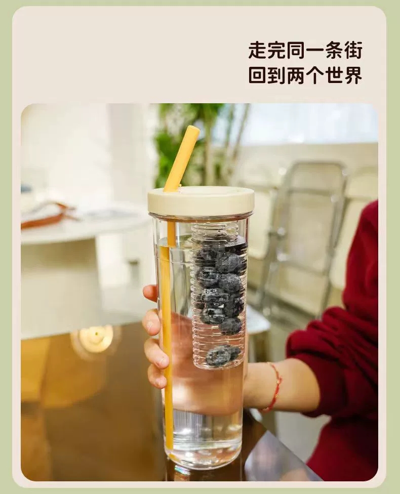 H185- Flower Tea Cup, large-capacity Straw Cup, men's and women's gift cup, detachable and convenient, filtering fruit tea straw cup detail image 17