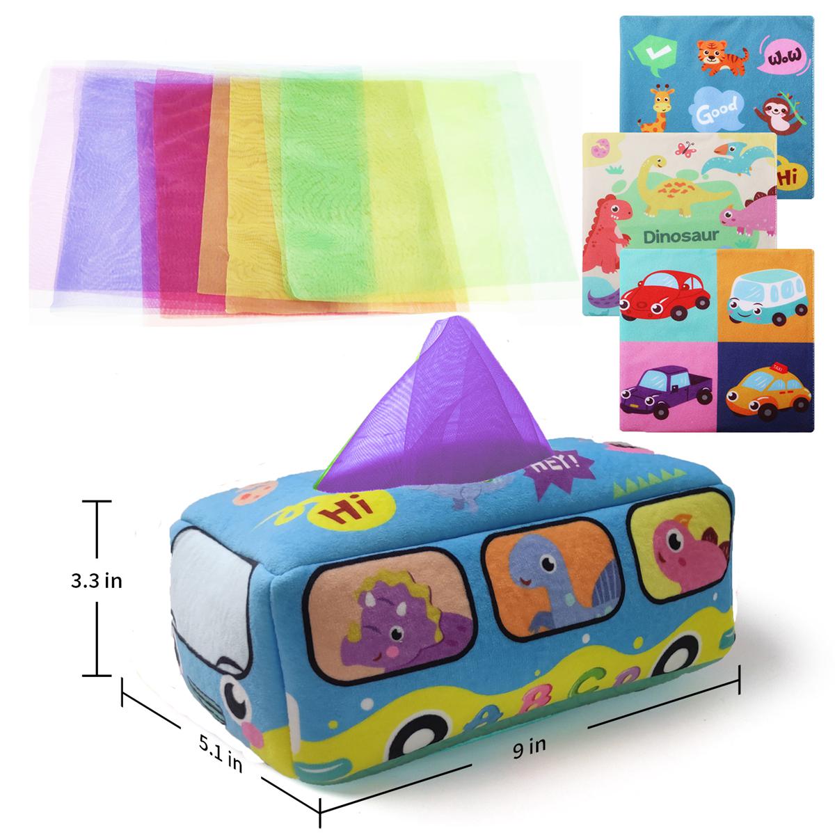 Cross-border hot baby tissue toy cloth car set (9 + storage bag) toys details Picture