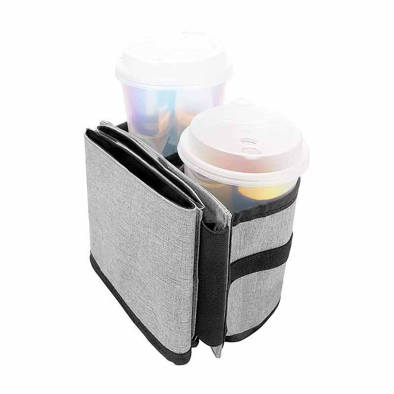 The manufacturer's new portable beverage bag for going out can hold 2 cups of milk tea and coffee. It is a heat-insulating bag with a pull handle and a water cup storage bag details Picture