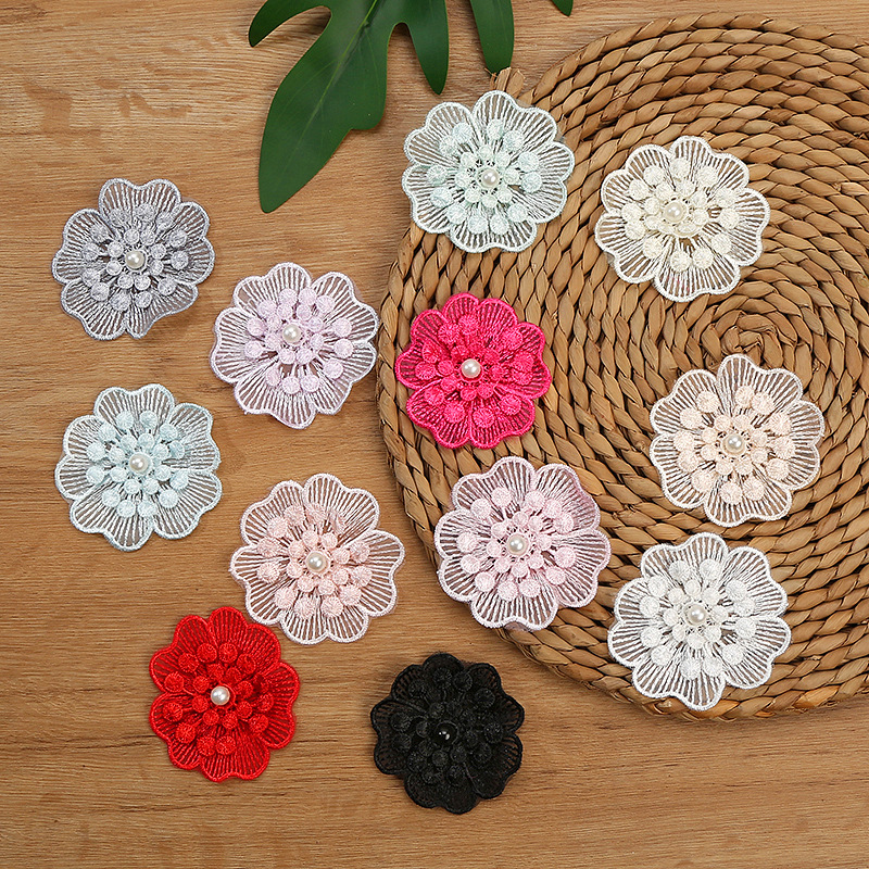 New single 7CM multi-color three-layer three-dimensional flower DIY handmade lace wedding dress hem underwear decoration wholesale exquisite lace accessories