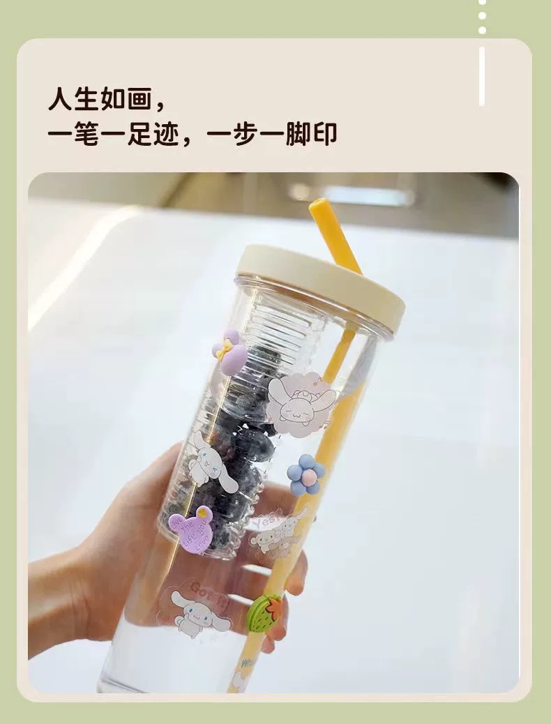 H185- Flower Tea Cup, large-capacity Straw Cup, men's and women's gift cup, detachable and convenient, filtering fruit tea straw cup detail image 13