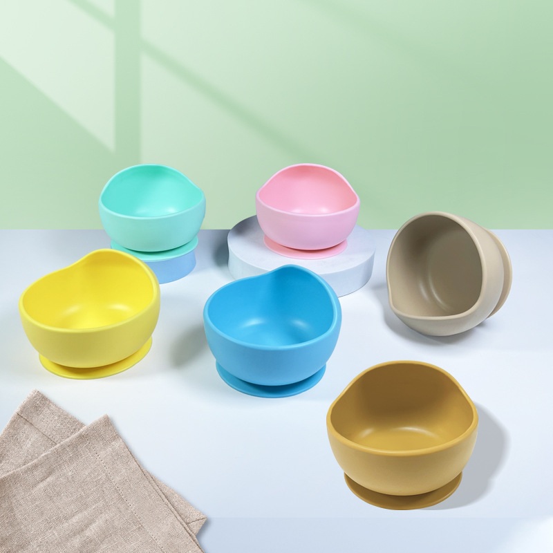 Silicone snail bowl suction cup type, unbreakable and unbreakable silicone fork and spoon, baby learning and complementary food plate set details Picture