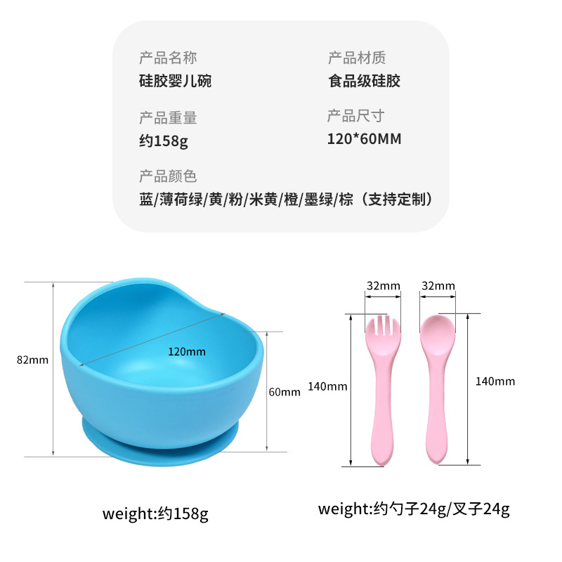 Silicone snail bowl suction cup type, unbreakable and unbreakable silicone fork and spoon, baby learning and complementary food plate set Application Scenario
