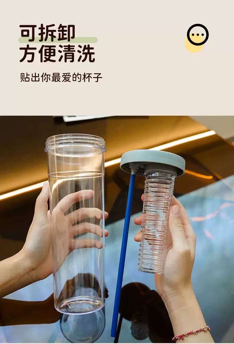 H185- Flower Tea Cup, large-capacity Straw Cup, men's and women's gift cup, detachable and convenient, filtering fruit tea straw cup detail image 5