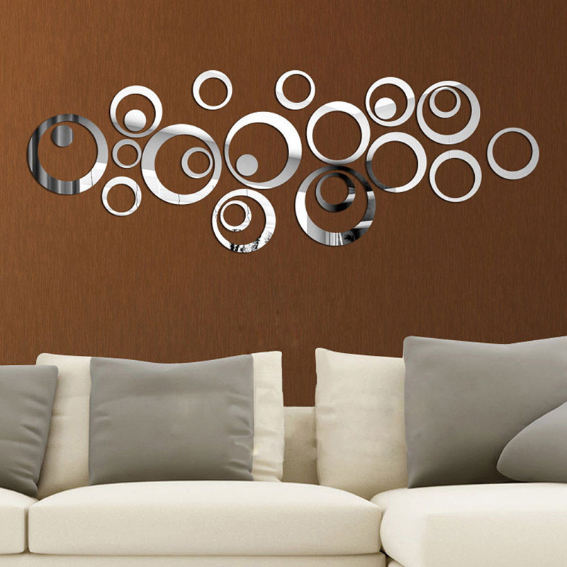 Cross-border home 3d mirror paste home background wall mirror circle DIY home decoration