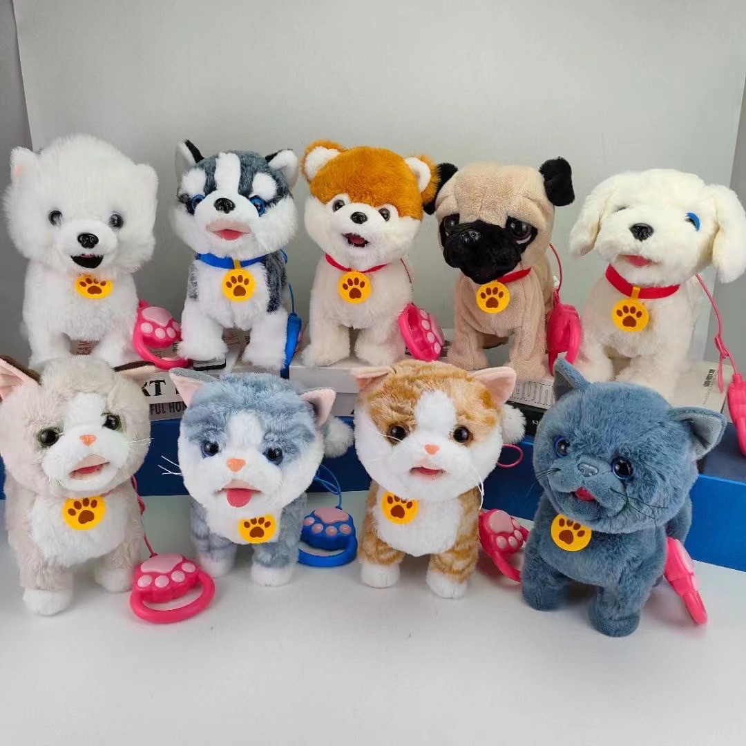 Sticking out the tongue, licking the dog, touching it, barking, children's electric toy, the puppy can bark when walking, learning to speak, realistic plush