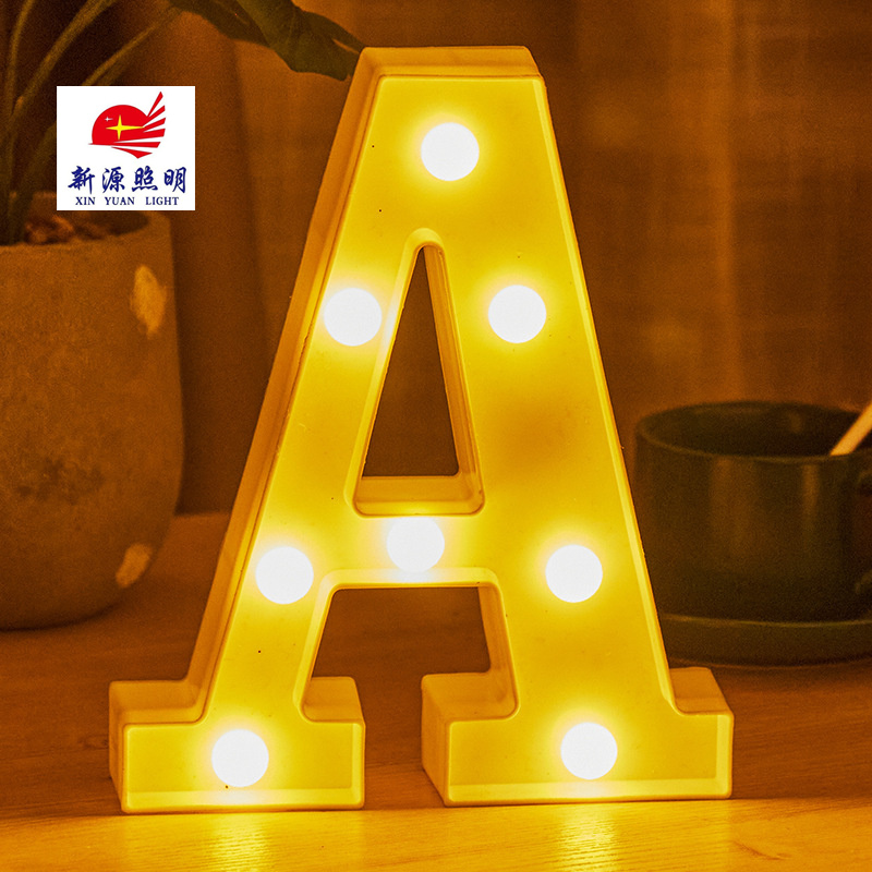 Led26 English Letter Light Modeling Light Luminous Proposal Surprise Confession Birthday Party Instagram Decorated Night Light Specification drawing