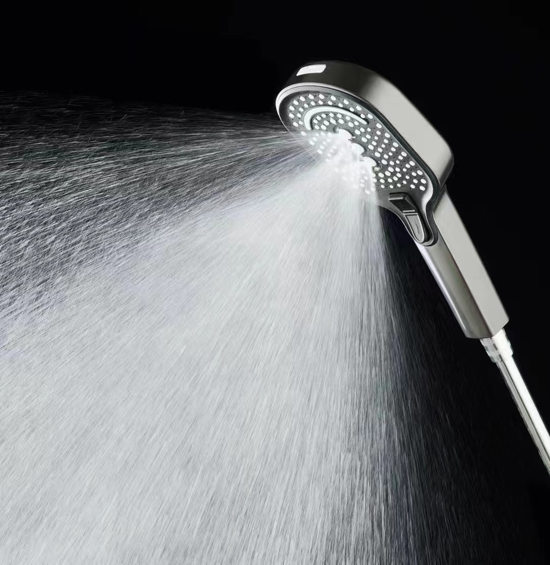 花洒套装/304水龙头花洒/九牧花洒/淋浴器套装/九牧喷头白底实物图