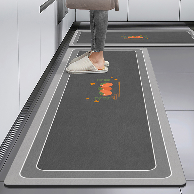 Modern and simple long, water-absorbing and oil-absorbing diatom mud floor MATS, anti-slip foot MATS for restaurants, and household kitchen floor MATS Specification image