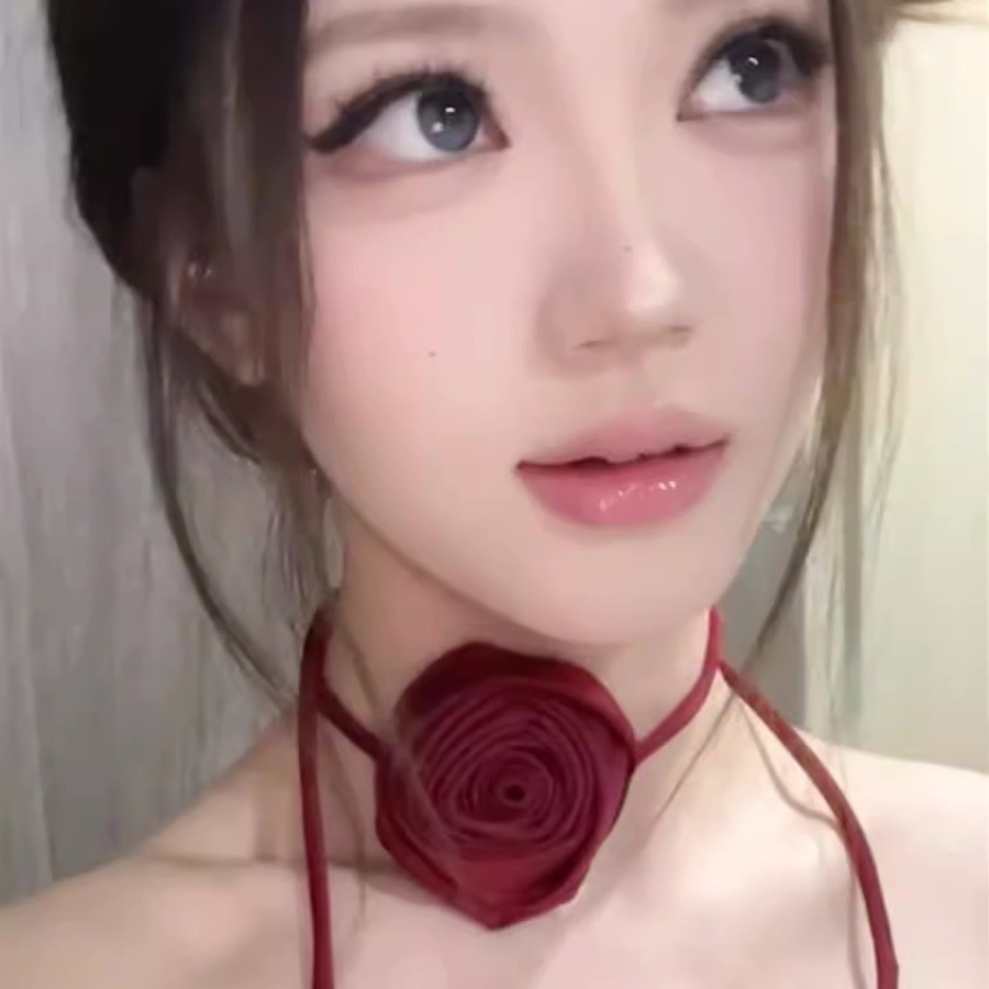 FLY1890 Flower collar neck accessory, flower choker collarbone chain women's high-end necklace, neck strap, black neck flower necklace details Picture