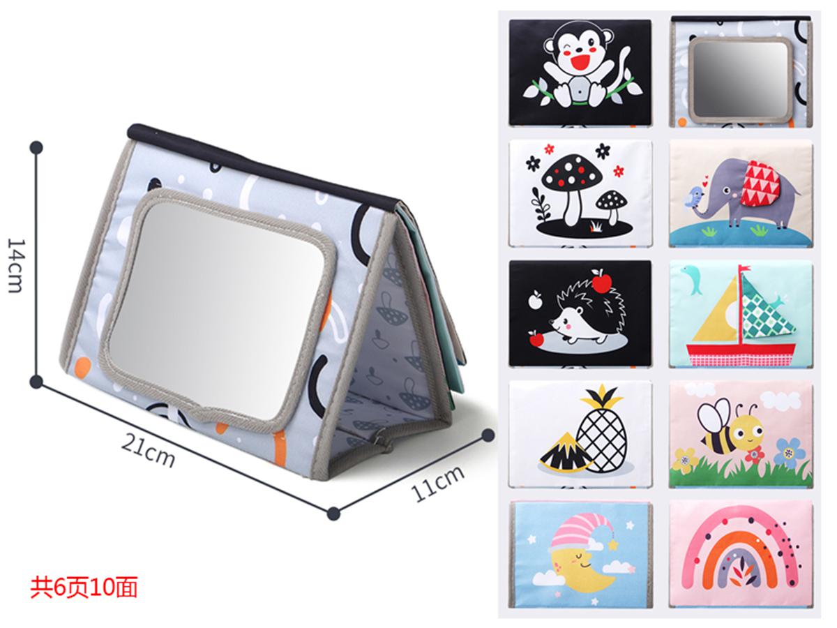 Cross-border sales of baby mirror + page dinosaur animal mirror + stereo cloth book baby head calendar cloth book baby head calendar cloth book toys