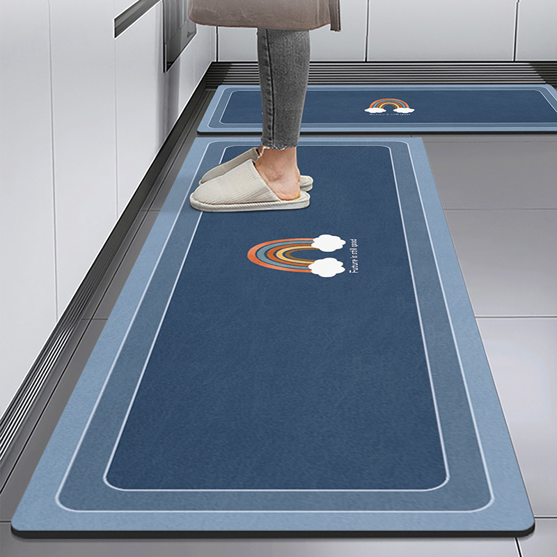 Modern and simple long, water-absorbing and oil-absorbing diatom mud floor MATS, anti-slip foot MATS for restaurants, and household kitchen floor MATS details Picture