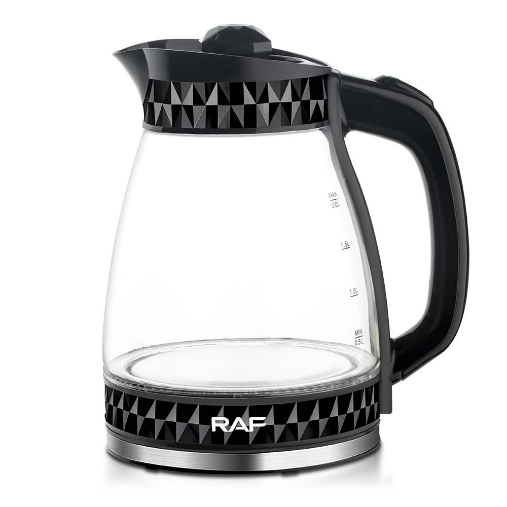 RAF European Standard cross-border transparent glass 2L electric kettle with automatic large-capacity multi-functional kettle overheat protection R.7908 Item Picture