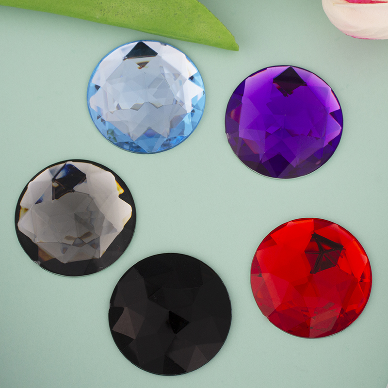 DIY colorful toy drill with a flat bottom acrylic drill with a circular chamfered surface and a multi-angled surface of bauhinia flower for clothing accessories Item Picture