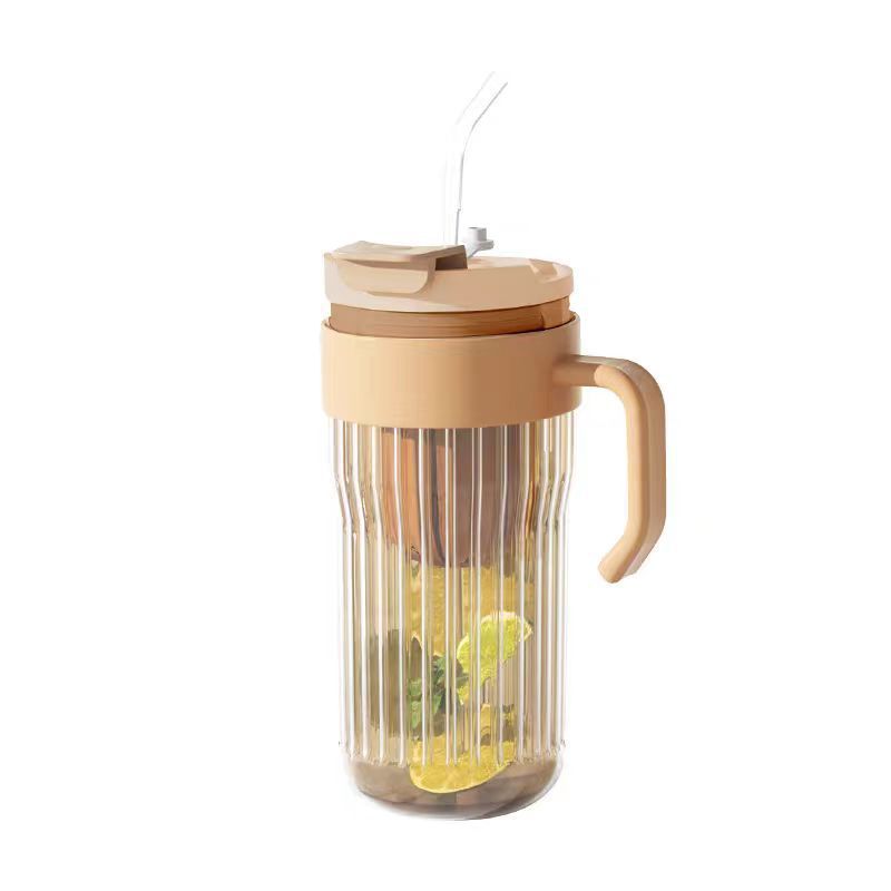 J01-9928 Summer Glass Straw double-drinking Cup, Cold Brew Cup, Large Capacity Ice King Cup, Portable Tea storage Flower Tea Cup Specification image