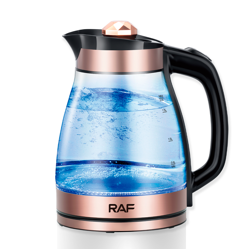 RAF European standard cross-border transparent glass 2L electric kettle, automatic large-capacity multi-functional kettle, overheat protection 7802 Item Picture