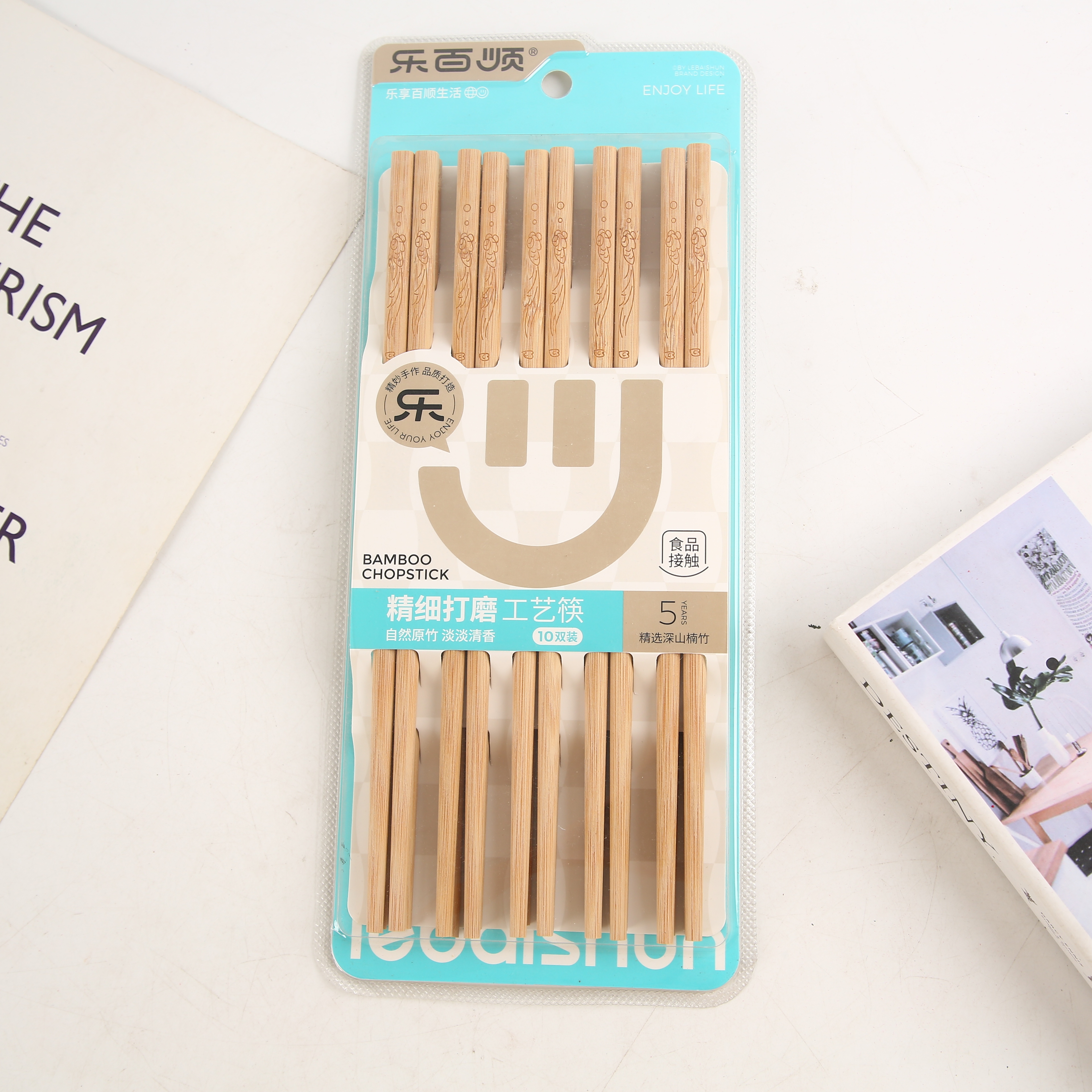 Wholesale of anti-slip bamboo chopsticks for export and domestic sales, household serving chopsticks sets details Picture