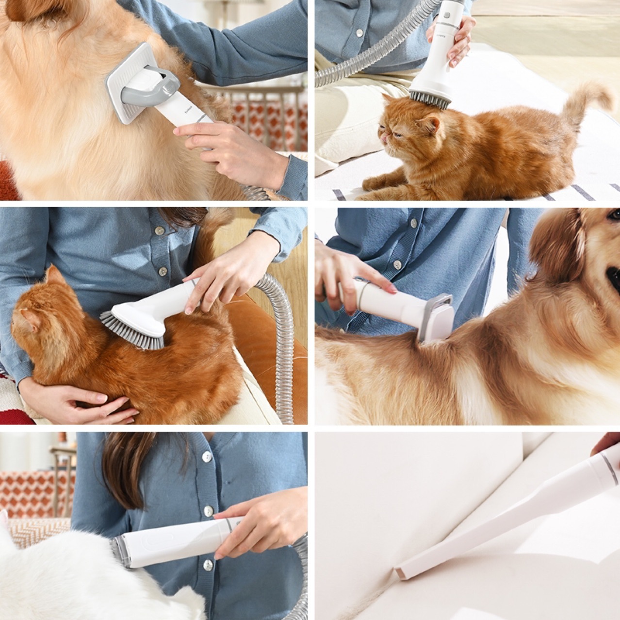 The factory's cross-border multi-functional pet hair styling device, vacuum cleaner, high-power electric clipper, dust suction, trimming and shaving device are all integrated details Picture