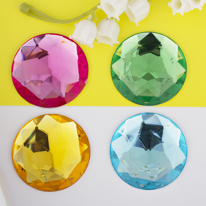 DIY colorful toy drill with a flat bottom acrylic drill with a circular chamfered surface and a multi-angled surface of bauhinia flower for clothing accessories