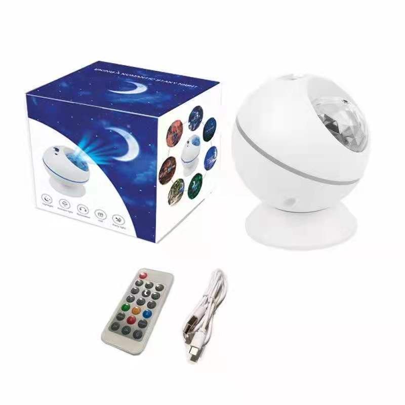 LED moon and starry sky projection light, water ripple laser spherical starry sky light, USB remote control seven-color Bluetooth music light details Picture