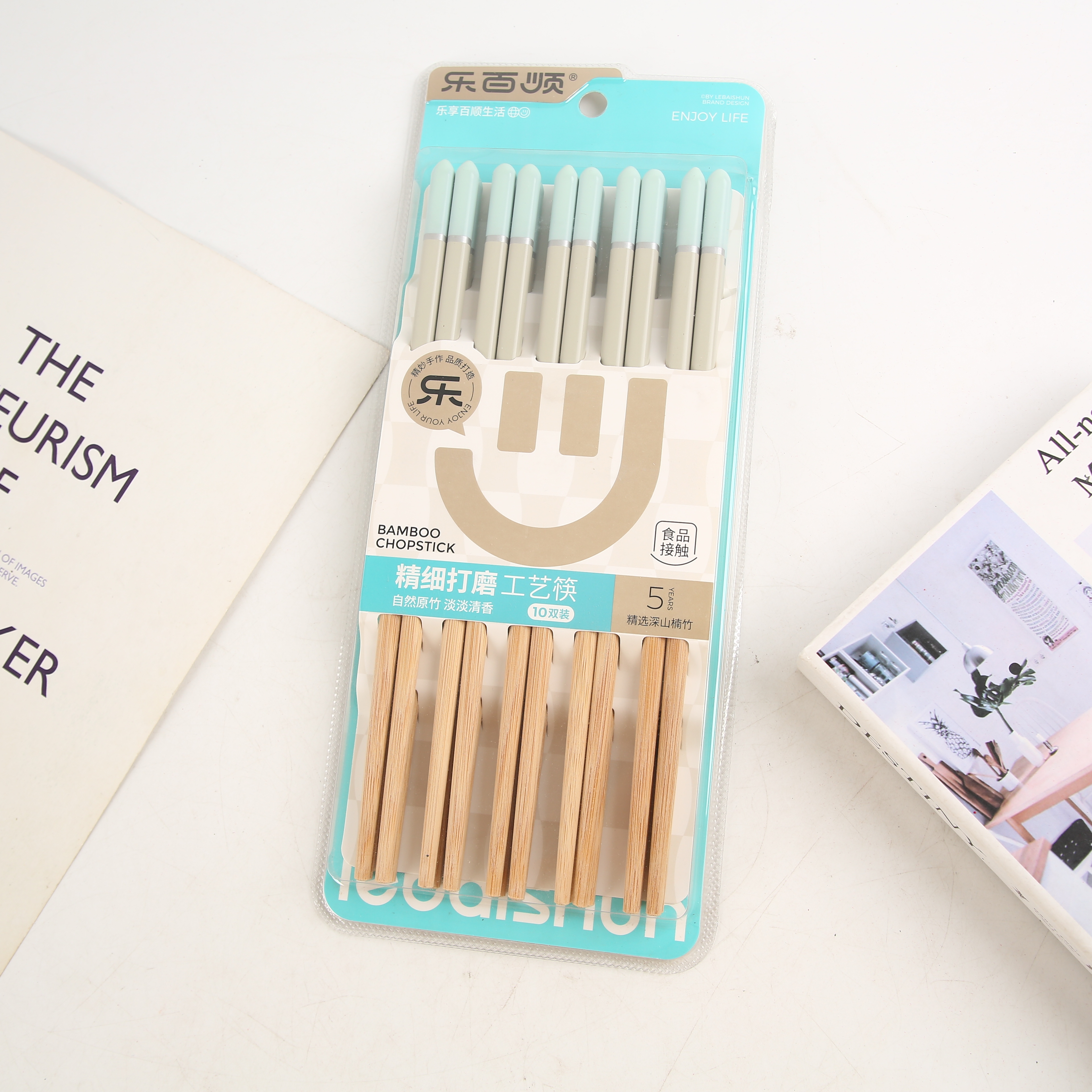 Wholesale of anti-slip bamboo chopsticks for export and domestic sales, multiple types of household serving chopsticks in a set Specification image