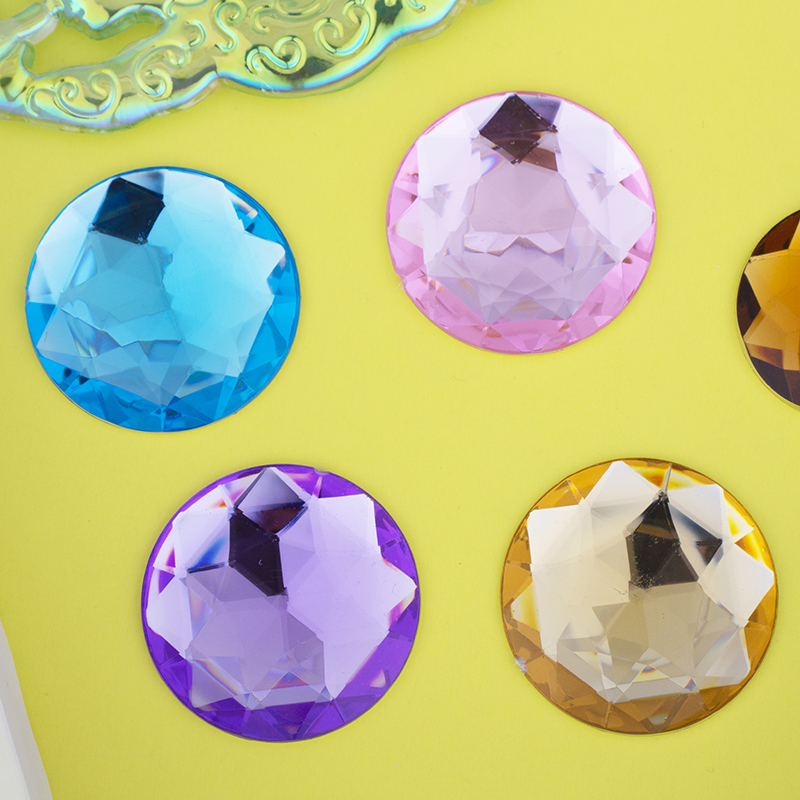 DIY colorful toy drill with a flat bottom acrylic drill with a circular chamfered surface and a multi-angled surface of bauhinia flower for clothing accessories details Picture