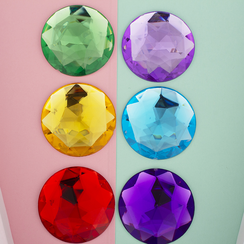 DIY colorful toy drill with a flat bottom acrylic drill with a circular chamfered surface and a multi-angled surface of bauhinia flower for clothing accessories Specification image