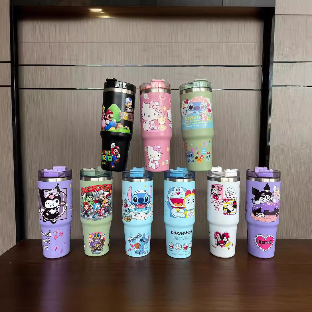 New cartoon-patterned straw cup, 304 stainless steel, ins creative large-capacity double-layer vacuum ice cube cup, cold preservation cup details Picture