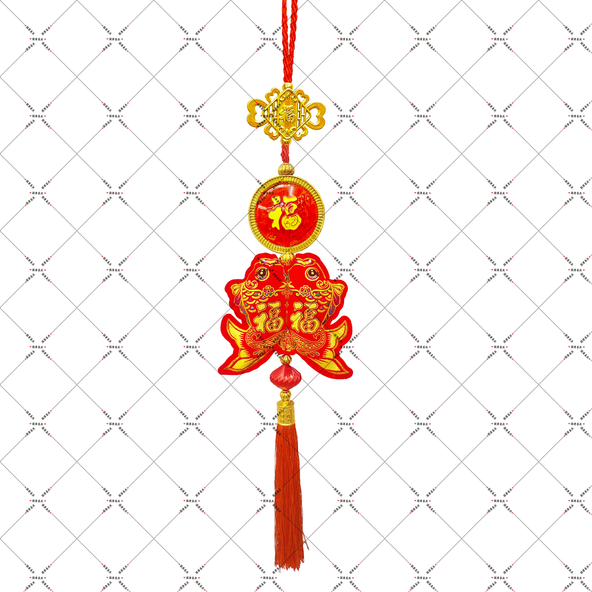 Mid-Autumn Festival ancient-style lucky round lanterns, 3D Chinese knots, Double fish festive pendants, interior decoration, continuous improvement, decorative accessories Application Scenario