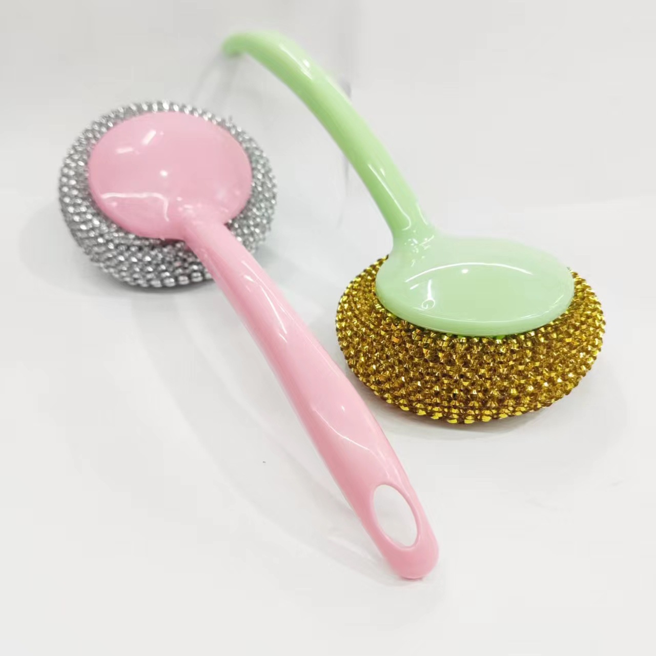 Wholesale of new household PET steel wool ball head non-stick oil pan brushes and dishwashing brushes from the original factory of gold and silver pan brushes