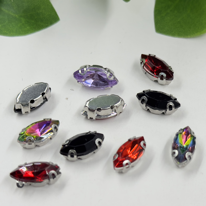 5*10mm pointed horse eye acrylic single-claw DIY with holes hand-sewn drill transparent multi-color jewelry and clothing accessories claw drill Item Picture