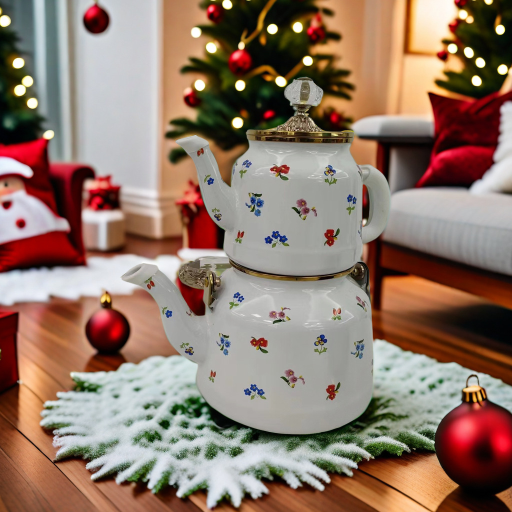 1L+2.5L mother and child teapot tea set, enamel Turkish style safe and environmentally friendly kitchenware gift box, small teapot Specification image