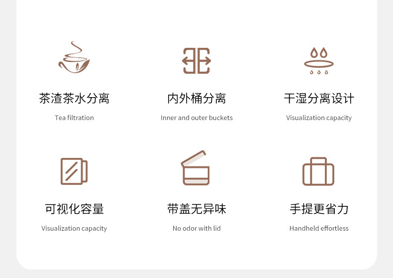 J01-5030-G多功能茶渣桶干湿分离废水桶茶叶漏垃圾桶茶台茶水桶详情图2