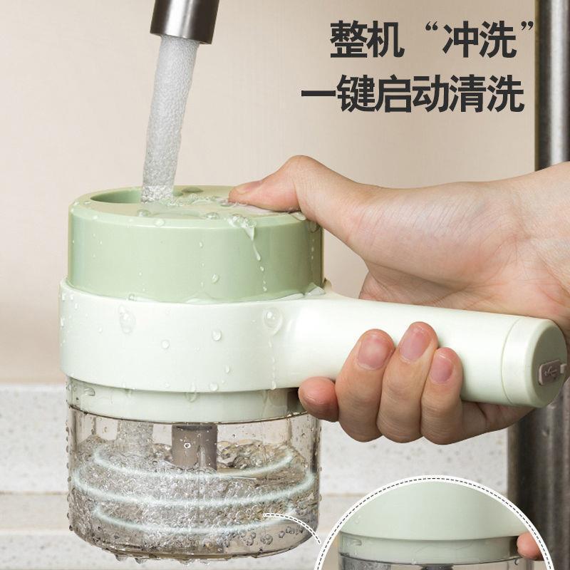 Vegetable cutter, wireless electric garlic puree magic tool, garlic puree complementary food tool, garlic slice and scallion cutting magic tool, handheld food processor Application Scenario