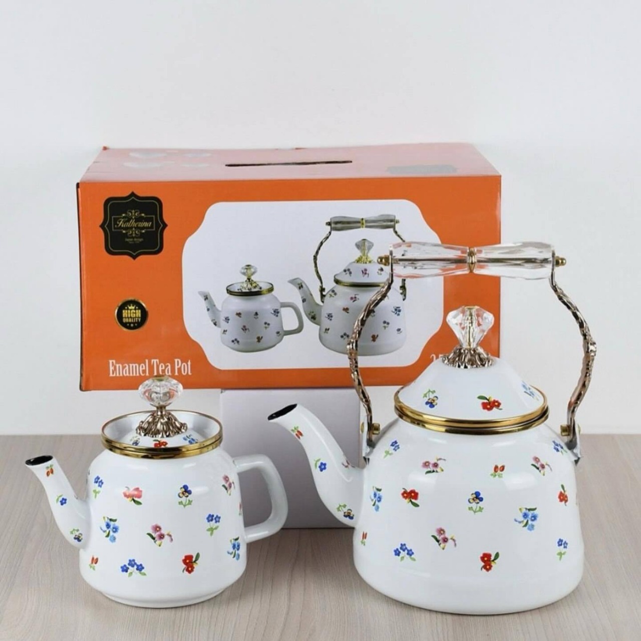 1L+2.5L mother and child teapot tea set, enamel Turkish style safe and environmentally friendly kitchenware gift box, small teapot details Picture