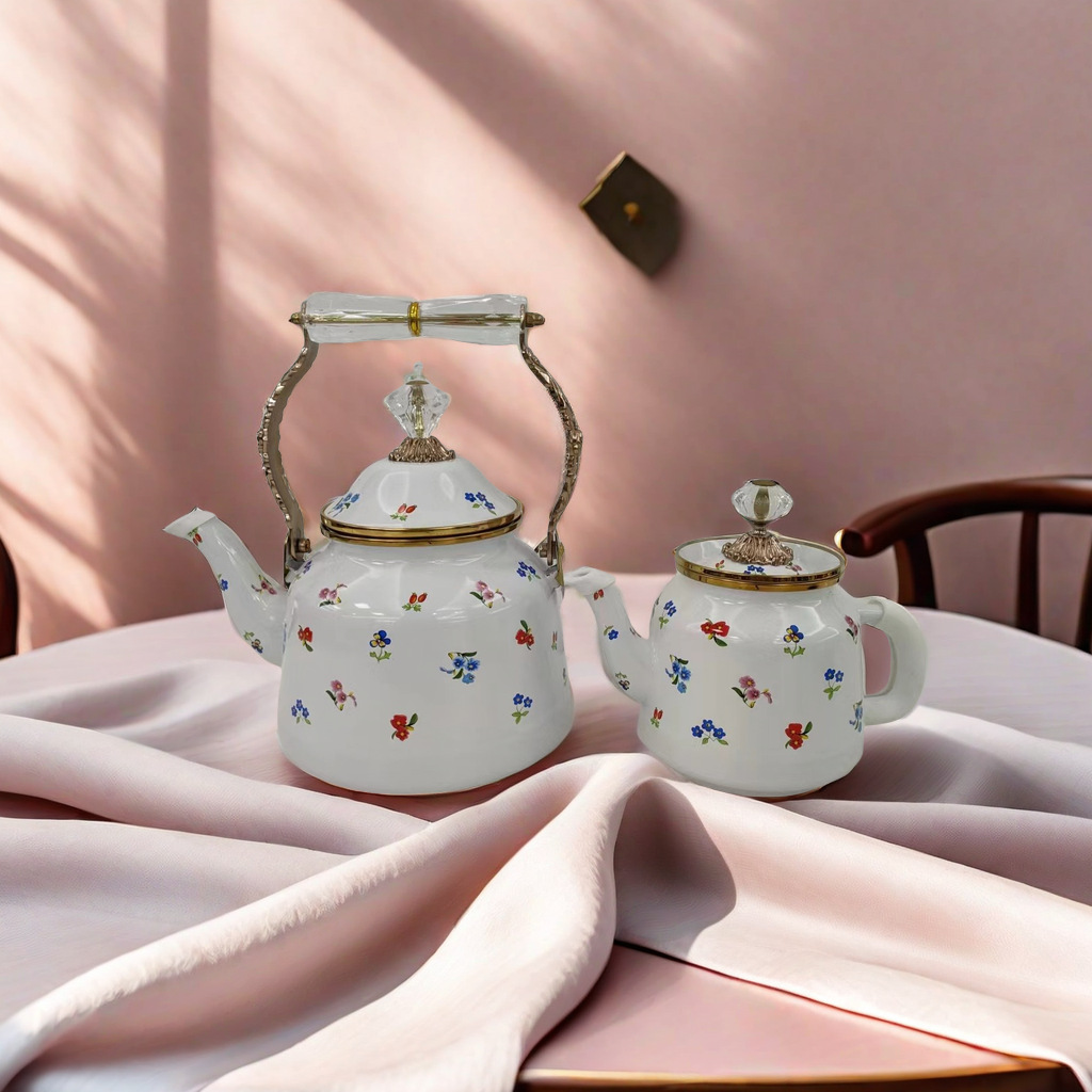 1L+2.5L mother and child teapot tea set, enamel Turkish style safe and environmentally friendly kitchenware gift box, small teapot Application Scenario