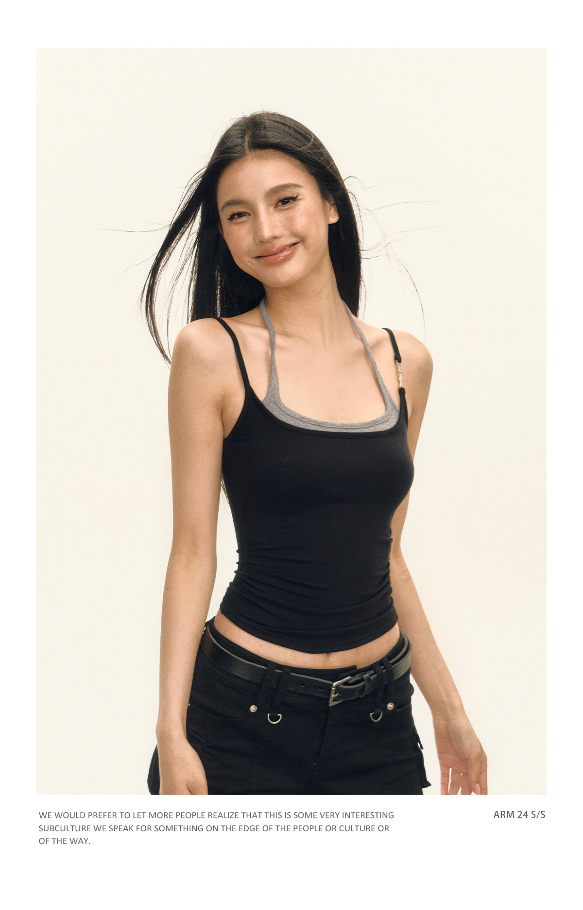 2024 Summer Slim rope Spice Girl style halter T-shirt for petite women, high street American waist-cinching leave, two short tank tops pic 9