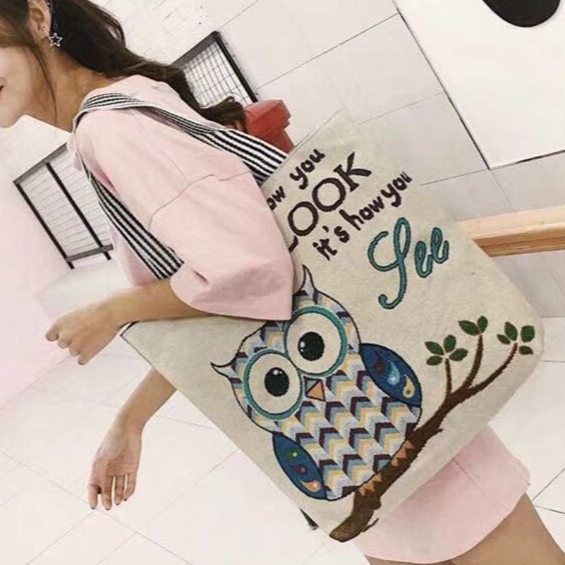 帆布包/帆布袋学生夏文艺/帆布包学生斜跨文艺/帆布桶包/手提袋学生夏季文艺细节图