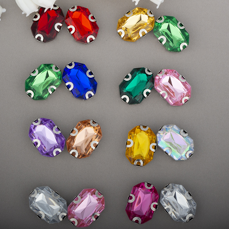 10* 14mm D-shaped ear claw, rectangular pointed-bottom acrylic diy clothing and headwear accessories, hand-sewn claw drill Item Picture